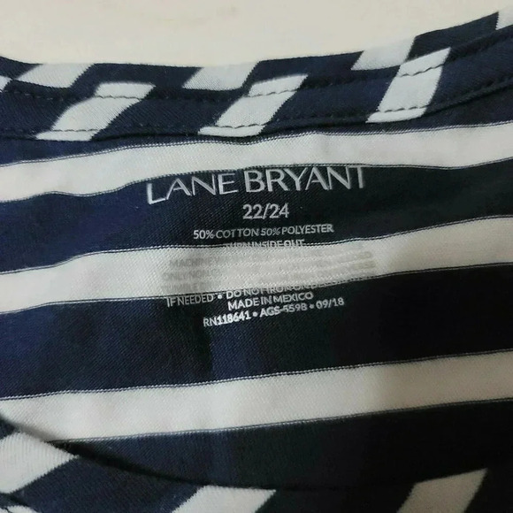 Lane Bryant Size 22/24 Wine Not Graphic blue Striped T-Shirt Short Sleeve Womens - Picture 6 of 7